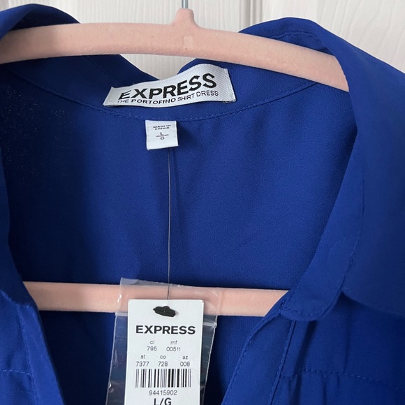 Express The Portofino Shirt Dress. Sz Large. Beautiful blue color. NWT. - Picture 2 of 5